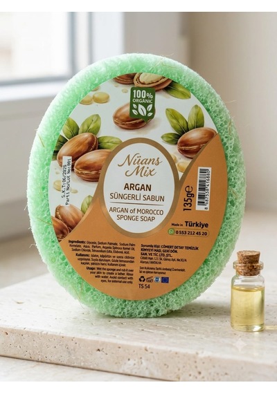 Doğal Handmade Süngerli Sabun, 135 Gr Argan