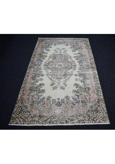 Zehra Abla Halı Vintage 4m2 Eskitme El Dokuma Nadir Güllü Çiçekli Yün Halı 7442 Çok Renkli