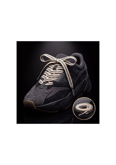 Last İcon Krem Siyah Balıksırtı Desenli Yassı Ayakkabı Bağcığı Spor Sneaker Krem & Siyah