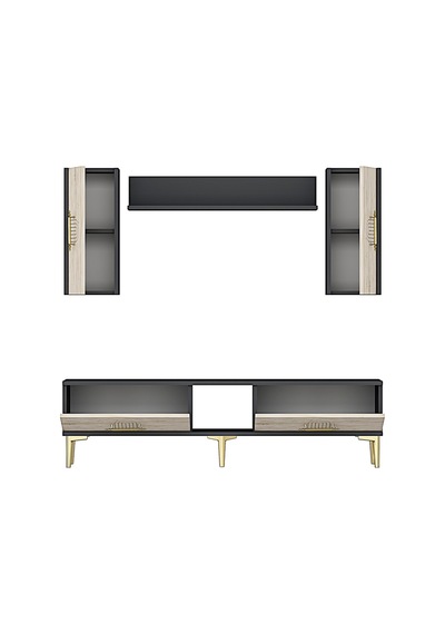 Tvr1515at - İda Tvr150 Tv Ünitesi Takım Antrasit - Traverten 150cm