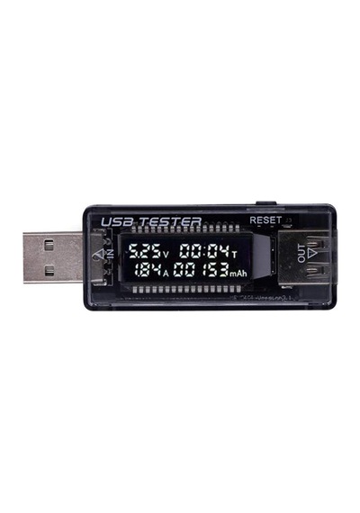 Hellery Usb Metre Gerilim Akım Pil Voltmetre Ampermetre, 3'ü 1 Arada Siyah