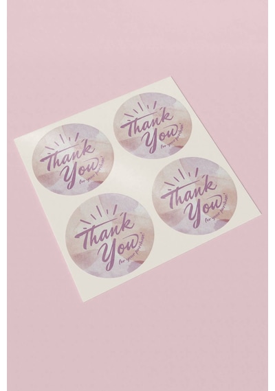 Mor Thank You Hediye Kargo Paketleme Sticker Etiket 3x3cm St2125 Çok Renkli