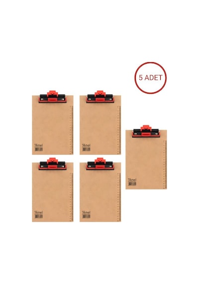 Temel A5 Ahşap Sekreterlik Otomatik Mekanizmalı Kalem Tutma Aparatlı 5li Set