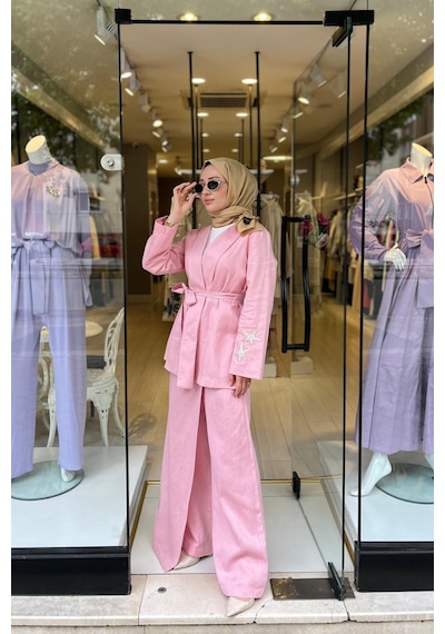 Oe25y939653 Omelya Keten Pantolon Pembe