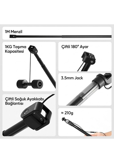 Ulanzi Zj08 Cold Shoe Mikrofon Uzatma Kolu Ayarlanabilir Boom Arm - S008