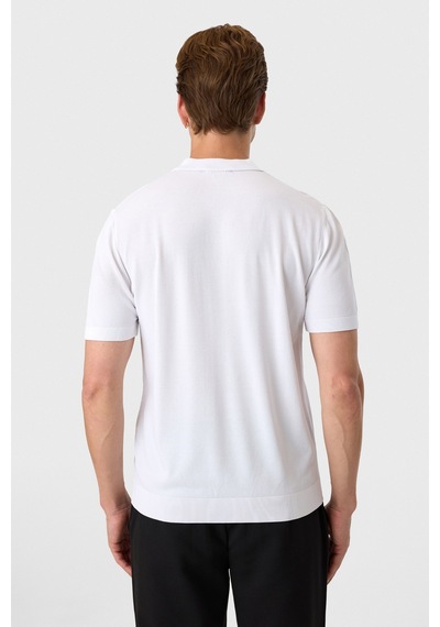 Back And Bond Regular Fit Düğmeli Beyaz Polo Yaka Tişört