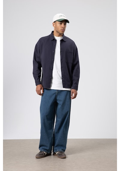 Vamos Oversize Gabardin Gömlek Ceket Füme