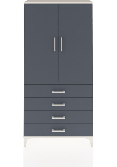 Arges Dolap Tek Raflı 4 Çekmeceli Tek Askılı 88x30x182 Aytaşı-antrasit Aytası