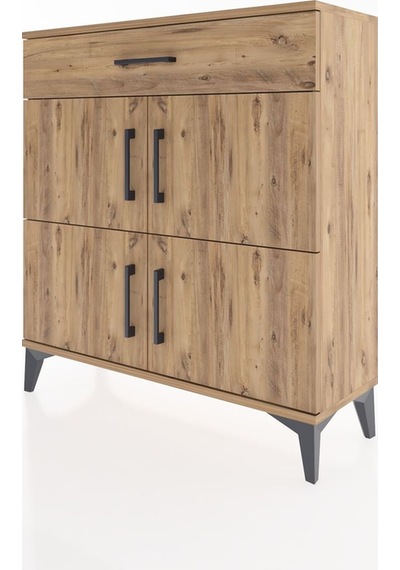 Arges Şifonyer 3 Raflı Tek Çekmeceli 4 Kapaklı 88x30x96 Çam-çam Çam