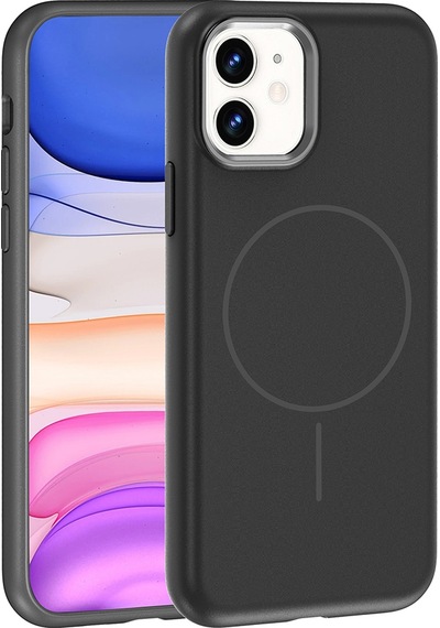 Apple Uyumlu iPhone 11 Kılıf M-safe Şarj Özellikli Metal Kamera Çerçeveli Ata Edi Silikon Kapak - Siyah Siyah