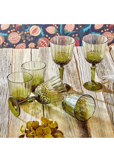 Bella Maison Colore Kesme Kadeh 6'lı Yeşil 310 CC Yeşil