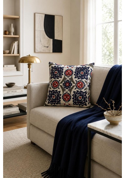 Premium Goblen Nakış Kırlent Kılıf 40 Cm X 40 Cm - 1 Adet Acı Kahverengi