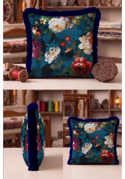 Çiçek Desen Barok Saçaklı Yastık Kılıfı-romantik Floral Petrol Mavi Lacivert Püsküllü Kırlent Kılıfı Puslu Esinti Nektar Çiçek Desen Barok Saçaklı Yastık Kılıfı-romantik Floral Petrol Mavi Lacivert Püsküllü Kırlent Kılıfı Puslu Esinti Nektar