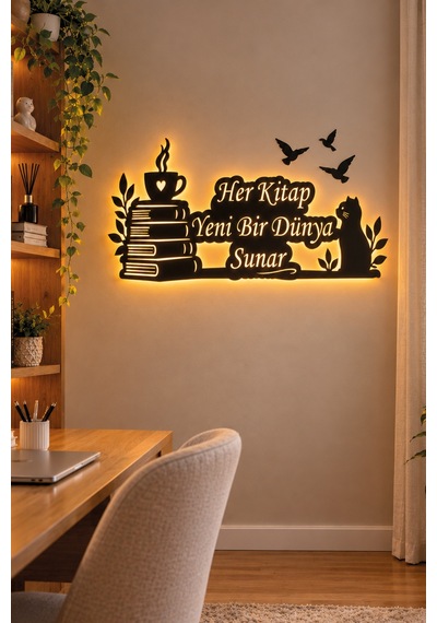 Led Işıklı Tablo Kitap Ve Kedi Temalı Dekoratif Duvar Tablosu Her Kitap Yeni Bir Dünya Sunar Sarı - 932465955 Sarı Led Işıklı Tablo Kitap Ve Kedi Temalı Dekoratif Duvar Tablosu Her Kitap Yeni Bir Dünya Sunar Sarı - 932465955 Sarı