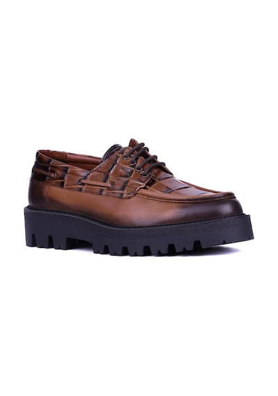 Shoetyle - Taba Hakiki Deri Bağcıklı Erkek Günlük Ayakkabı 115-k512-1371 Taba