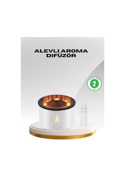 Alev Efektli Aromaterapi Difüzörü 360 Ml Su Hazneli, Sessiz Ve