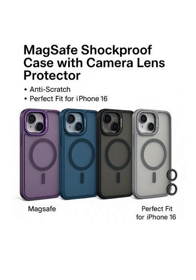 Apple Uyumlu iPhone 16 Kılıfı, Kaliteli Kamera Lens Koruyucu Dahil, Magsafe Darbe Dayanaklı, 3 Renk Siyah Apple Uyumlu iPhone 16 Kılıfı, Kaliteli Kamera Lens Koruyucu Dahil, Magsafe Darbe Dayanaklı, 3 Renk Siyah