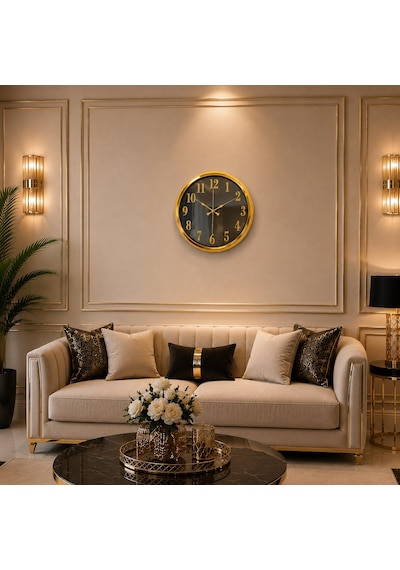 Büro Ev Ofis Hediyesi İçin 40cm Aynalı Golden Luxury Duvar Saati Diğer