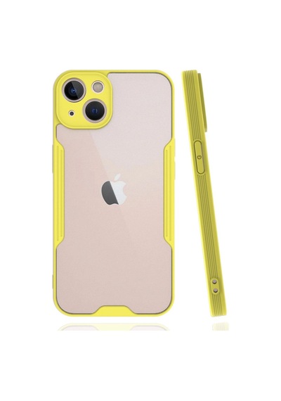 Apple  Uyumlu - iPhone 14 Plus Kılıf Platin Silikon - Sarı Çok Renkli