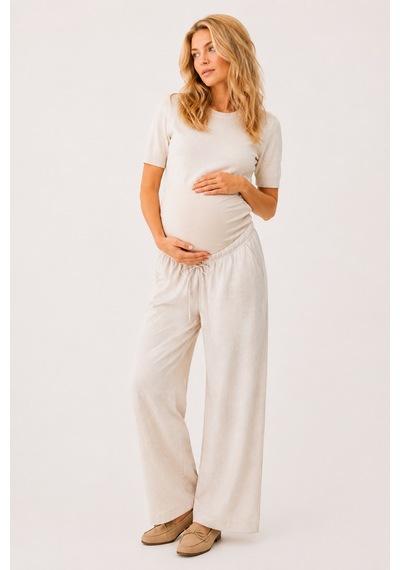 Luvmabelly Myra8800 Doğal Keten Yazlık Hamile Pantolonu