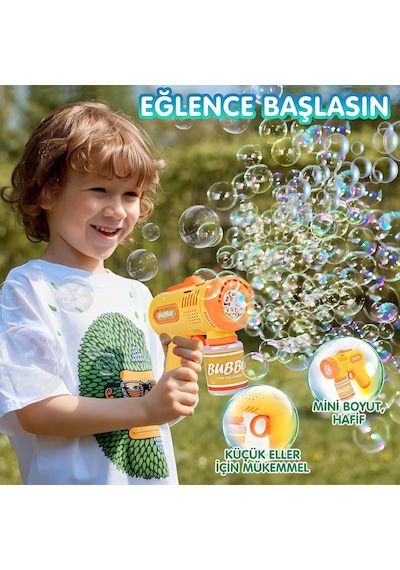 Pilli Işıklı Köpük Tabancası Baloncuk Tabancası Piller ve Baloncuk Likidi Hediyeli