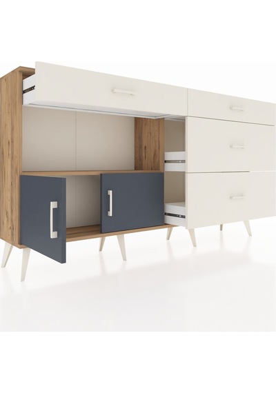 Arges Konsol Tek Raflı 4 Çekmeceli 2 Kapaklı 176x30x99 Çam-antras Çam-antrasit/aytaşı Arges Konsol Tek Raflı 4 Çekmeceli 2 Kapaklı 176x30x99 Çam-antras Çam-antrasit/aytaşı