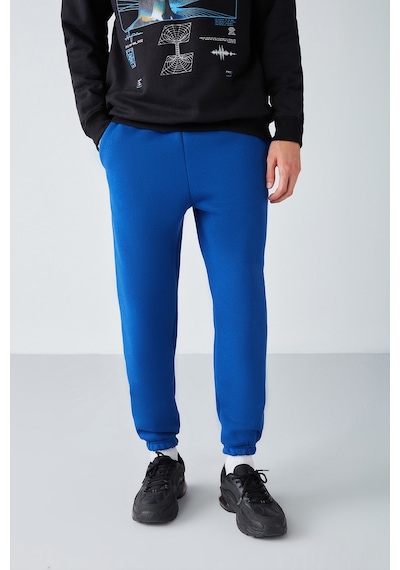 Insıde Erkek Regular Fit Yumuşacık Kumaşlı Beli Paçası Lastıkli Saks Mavi Eşofman Altı