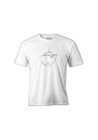 Smile When Happy Beyaz Erkek Tshirt