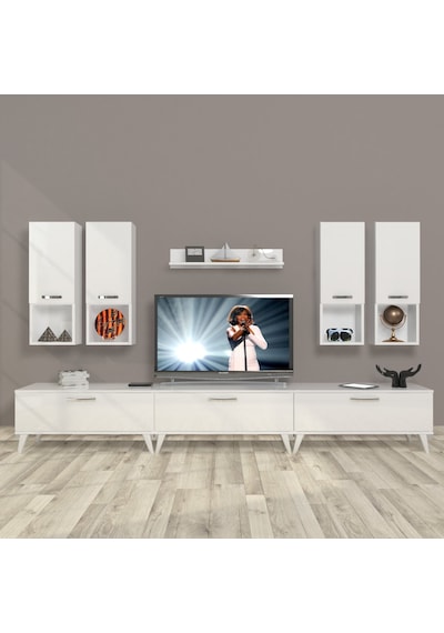 Decoraktiv Eko 8da Slm Retro Tv Ünitesi Tv Sehpası Beyaz