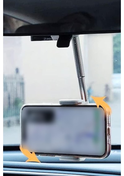 Araç Dikiz Aynasına Takılan 360 Derece Uzunluk Ayarlanabilir Telefon Tutucu Dikiz Aynası Stand Siyah