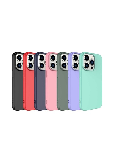 Iphone 14 Pro Max Uyumlu Kılıf Renkli Içi Kadife Silinebilir Logosuz Kapak Colr16473-pembe