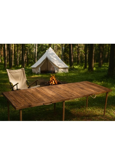 Katlanır Kamp, Piknik Ve Bahçe Masası 75x180 Cm - Ceviz Renk Çok Renkli