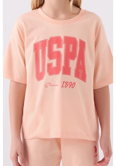 U.S. Polo Assn. Kız Çocuk Somon Bermuda Takım 5274-43750 Somon