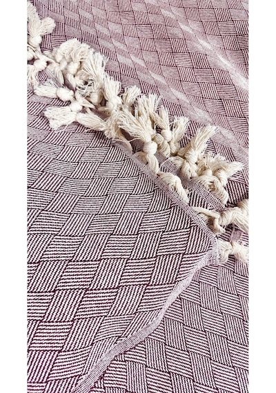Dama Desen Dokuma %100 Pamuklu Çok Amaçlı Pike Koltuk Örtüsü 180x230 Bordo