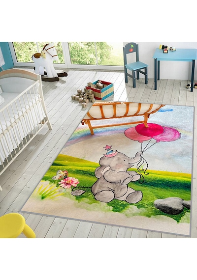 Rovigo Home Dijital Baskı Yıkanabilir Kaymaz Taban Çocuk Halısı RVG4038 Çok Renkli