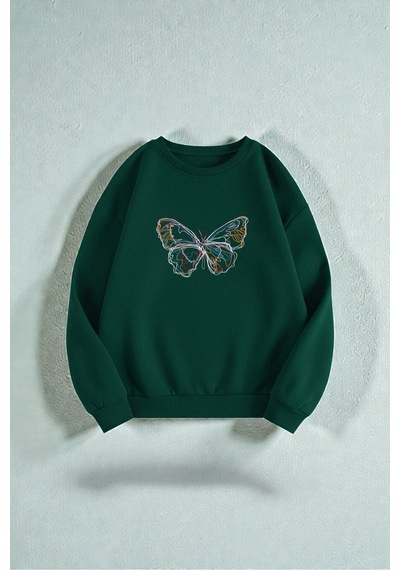 Uyguntarz Çok Renkli En Sevilen Kelebek Serisi Baskılı Sweatshirt 3'lü Fırsat Paketi