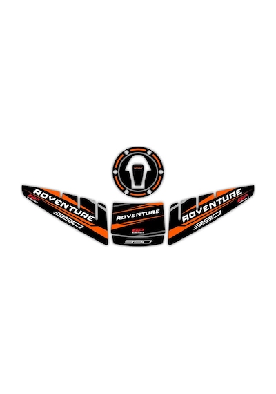 GP Kompozit KTM 390 Adventure 2020-2022 Uyumlu Tank Pad Seti Siyah-Turuncu