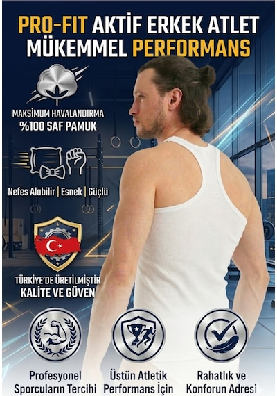 Mercan Erkek Spor Atlet Beyaz %100 Pamuklu Asimetrik Kesim Bisiklet Yaka