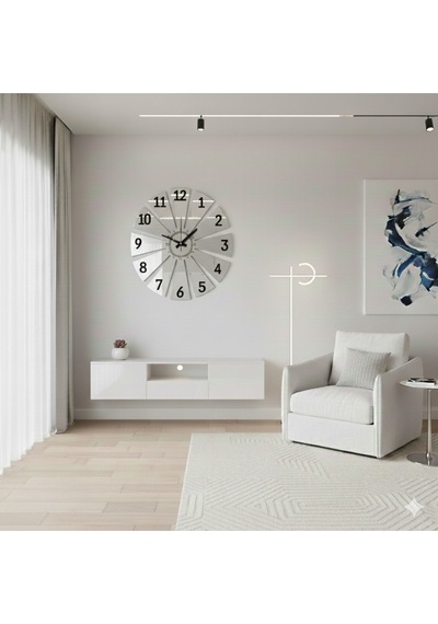 Vertex Model Duvar Saat Dekorasyon 45 Cm Gümüş Renk