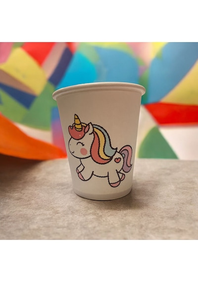 Unicorn Doğumgünü Parti Temalı Tek Kullanımlık 7 Oz 50 Adet Karton Bardak
