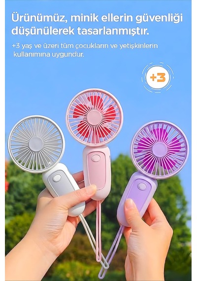 Bilek Askılı Şarjlı Taşınabilir El Fanı Mini Vantilatör Gri