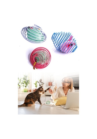 Ankaverse Sıçrayan Fareli Spiral Kedi Oyun Topu