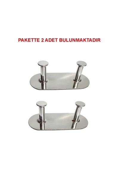 Thincal Kendinden Yapışkanlı Askılık İkili Krom 2 Li Paket Çok Renkli