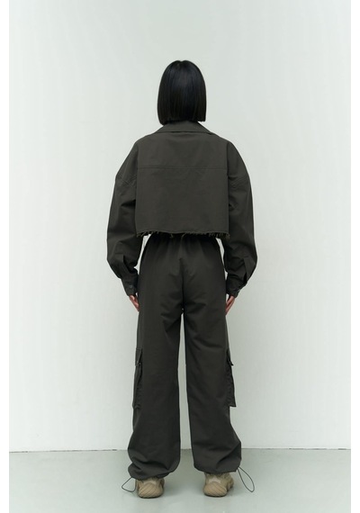 Mai Collection Mai Studios Co. Abra Antrasit Crop Gömlek Pantolon Takım Antrasit