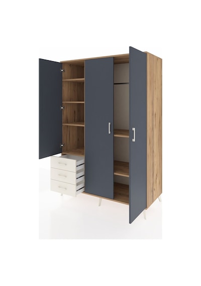 Kronos Dolap 6 Raflı 3 Çekmeceli Tek Askılı 132x59x195 Çam-an... Çam