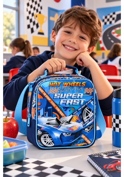 Hot Wheels Mavi Beslenme Çantası Çocuk Öğrenci Okul Yemek Çantası Günlük Kullanım 26x21x10 Cm Çok Renkli