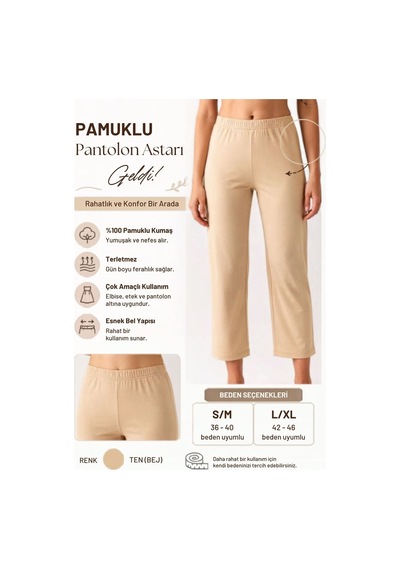 Fivora Pamuklu Pantolon Astarı E0001 Ten - 905633156 Ten - 905633156 Ten