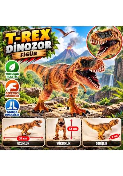 Storeşahin Yumuşak Plastik 31 Cm Dinozor Figür - T-rex Shn0720