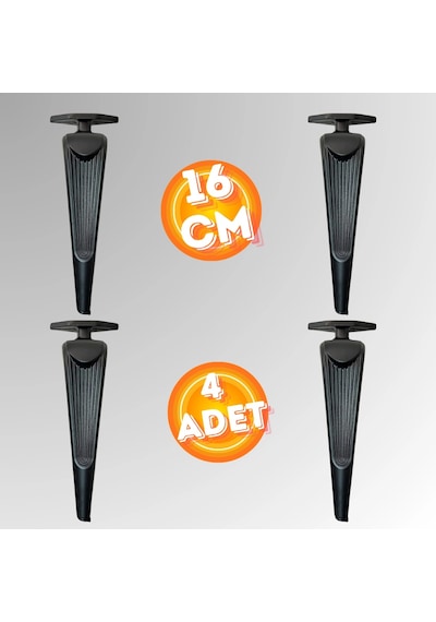 16 Cm Metal Klas Koltuk Ayağı Mobilya Ayağı Ünite Ayağı Konsol Ayağı Puf Berjer Ayağı 4 Adet Siyah