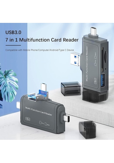 Type C Micro Usb Lightning 7in1 Kart Okuyucu Tf Sd Usb Ads-368
